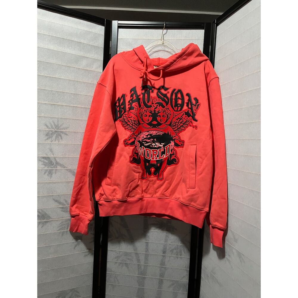 Watson Luxe Larger Than Life Hoodie‎ Red Graphic Angels Size L NWT Streetwear